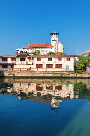 Colombo, Sri Lanka - 11 February 2017: Panoramic view on Young men's Buddhist assiciation, skyscrapers of World Trade from Srilanka Custom's Head office in fort Pettah district by Mawatha bridgeのeditorial素材
