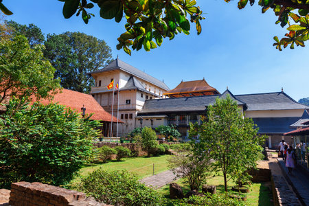 Kandy, Sri Lanka - 5 February 2017: Temple of the Tooth Buddha Sri Dalada Maligawa museum in Kandy Sri Lanka back yardのeditorial素材