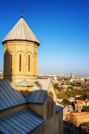 Scenic view of Church and bells on the territory of the ancient fortress Narikala, old Tbilisi,...