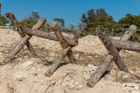 anti-tank hedgehogs in retro style war WWIIの写真素材