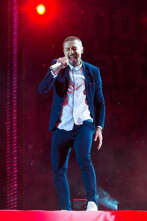 CRIMEA, BALAKLAVA - August 05: Russian singer Dima Bilan perform on the ZB-FEST concert at Zolotaya Balka on August 05, 2017 in Crimeaのeditorial素材
