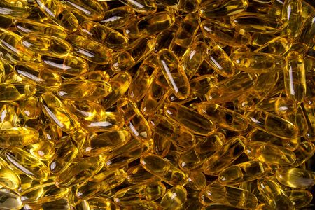 Fish oil, soft capsule, omega, supplement capsules close upの写真素材