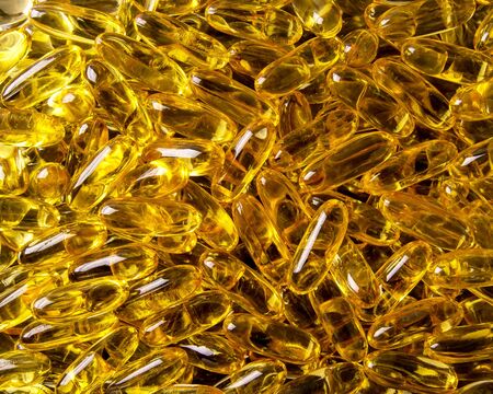 Fish oil, soft capsule, omega, supplement capsules close upの写真素材