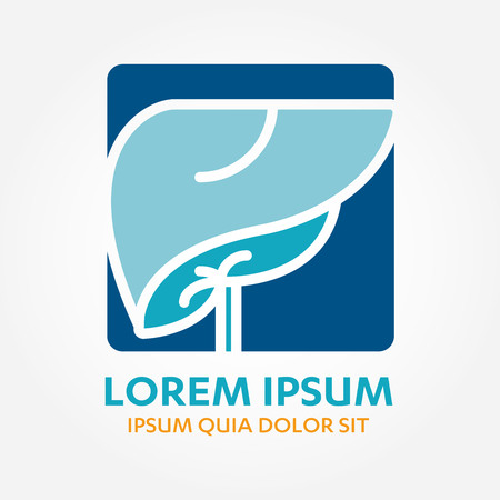 Liver Organ Hepatology Logo, 2d vector logo on colored round plate,  illustration isolated vector sign medical hospital clinic symbol iconのイラスト素材