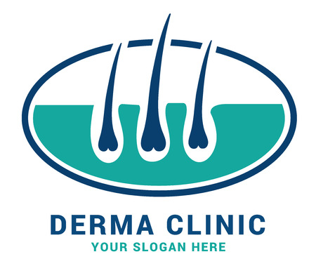 Hair care dermatology with follicle medical diagnostics symbols, transplantation concept.のイラスト素材