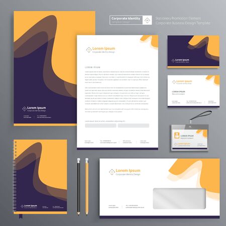 Corporate Business Identity template design Vector abstract stationery , Gift Items Color promotional souvenirs elements. link digital technology set,のイラスト素材
