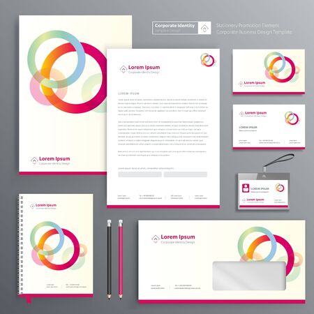 Corporate Business Identity template design Vector abstract stationery , Gift Items Color promotional souvenirs elements. link digital technology set,のイラスト素材