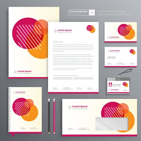 Corporate Business Identity template design Vector abstract stationery , Gift Items Color promotional souvenirs elements. link digital technology set,のイラスト素材