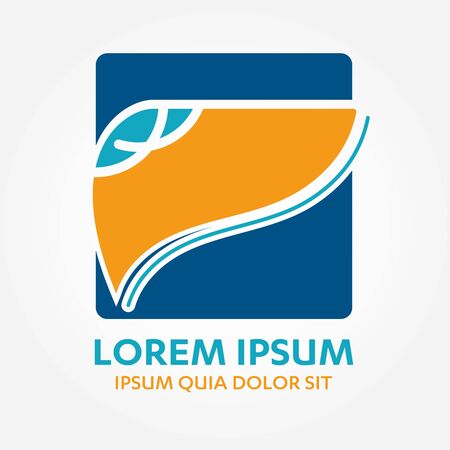Liver Organ Hepatology Logo, 2d vector logo on colored round plate,  illustration isolated vector sign medical hospital clinic symbol iconのイラスト素材
