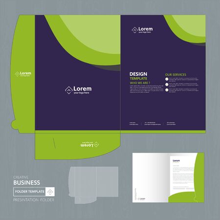 Corporate Business Design Folder Template for digital technology company. Element of stationery, people community friends presentation business, working promotion, Blue, Red,のイラスト素材