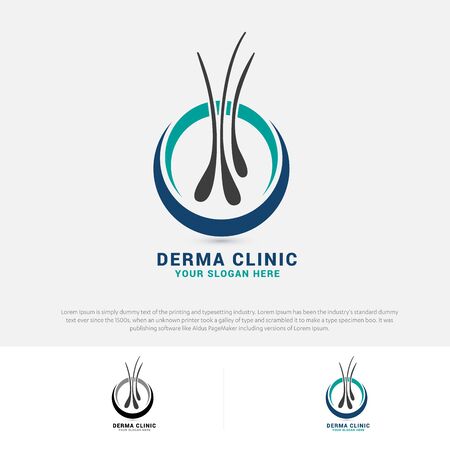 Hair care dermatology logo icon set with follicle symbols Alopecia treatment transplantation Vector illustrationのイラスト素材