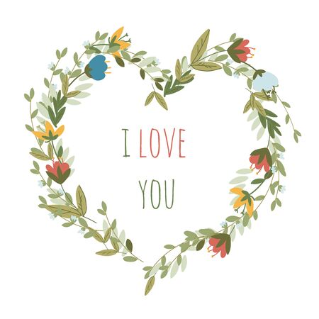 Romantic floral vector background. I love you.のイラスト素材