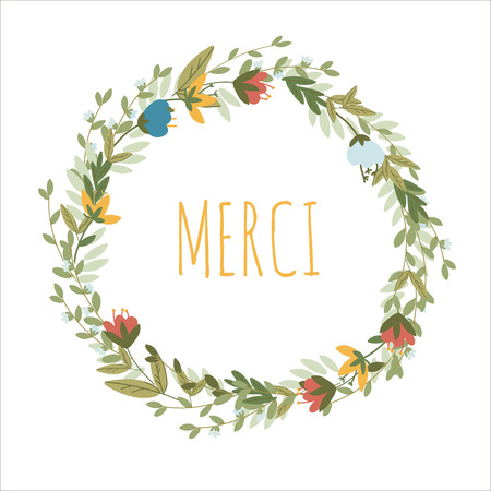 Romantic floral vector background. Merci.のイラスト素材