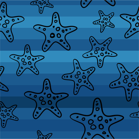 Starfish. Vector design. Blue stripes.のイラスト素材