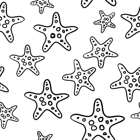 Starfish. Vector design. Monochrome picture.のイラスト素材