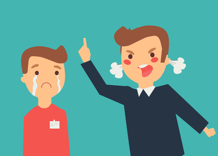 Vector illustration. Chief shouts at the subordinateのイラスト素材