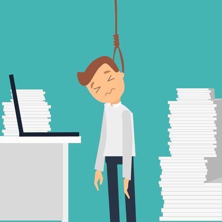Vector illustration. Office worker was tired at workのイラスト素材