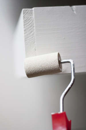 Paint roller painting the shelfの写真素材