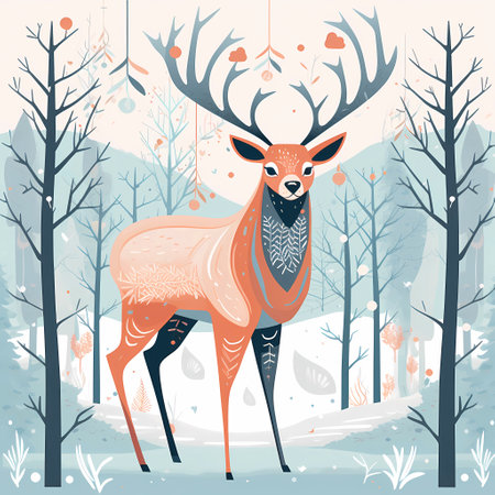 Beautiful deer in Scandinavian styleの素材