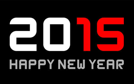 happy new year 2015 - rectangular basic font, red marked, vectorのイラスト素材
