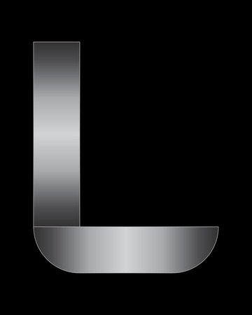 rectangular bent metal font - letter Lのイラスト素材