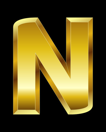 rectangular beveled golden font - letter Nのイラスト素材