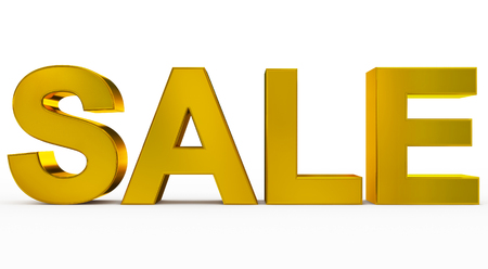 SALE golden - 3d letters isolated on white, front viewの写真素材