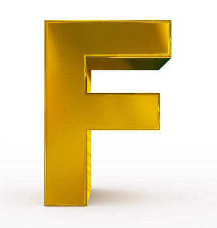 letter F 3d golden isolated on white - 3d renderingの写真素材