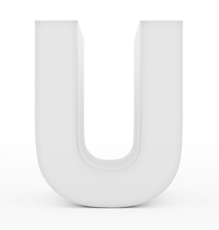 letter U 3d white isolated on white - 3d renderingの写真素材