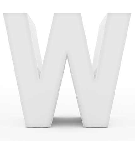 letter W 3d white isolated on white - 3d renderingの写真素材