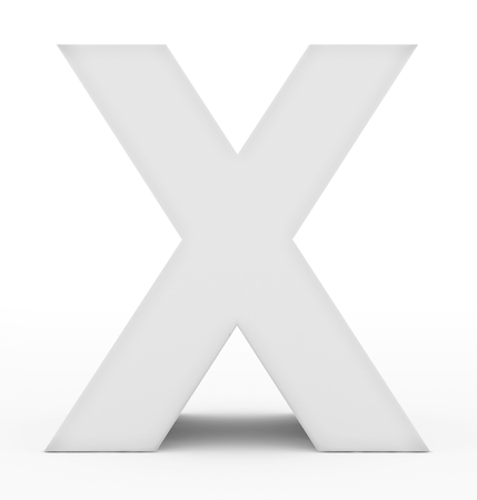 letter X 3d white isolated on white - 3d renderingの写真素材