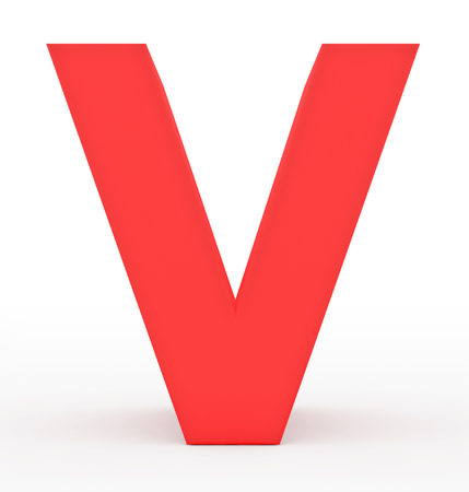 letter V 3d red isolated on white - 3d renderingの写真素材