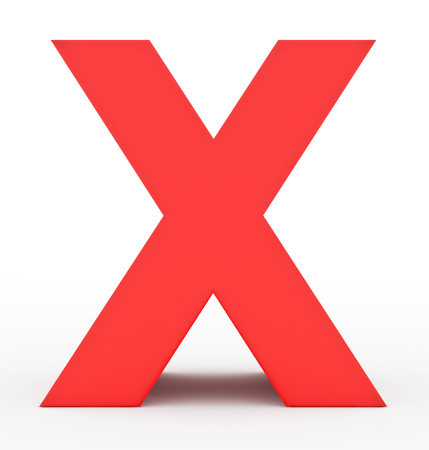 letter X 3d red isolated on white - 3d renderingの写真素材