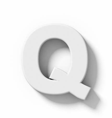 letter Q 3D white isolated on white with shadow - orthogonal projection - 3d renderingの写真素材