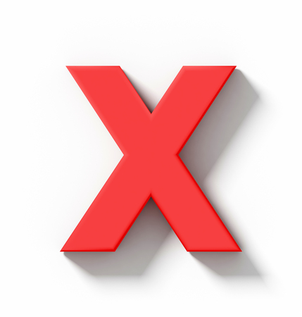 letter X 3D red isolated on white with shadow - orthogonal projection - 3d renderingの写真素材