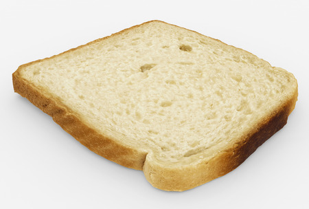 bread slice - single toast close-up - isolated on white - 3d rendering
