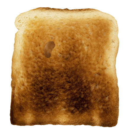 bread slice - single baked toast close-up - isolated on white - 3d renderingの写真素材