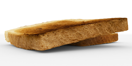 bread slices - toast pair, low angle view - isolated on white - 3d renderingの写真素材