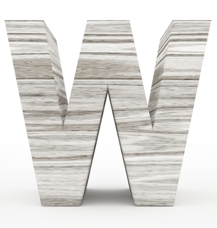 letter W 3d wooden isolated on white - 3d renderingの写真素材