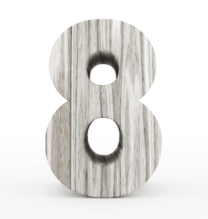 number 8 3d wooden isolated on white - 3d rendering