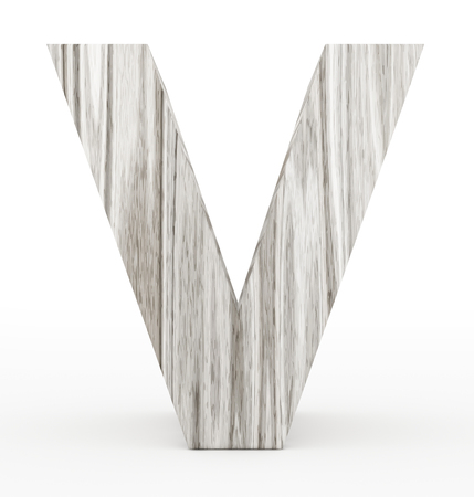 letter V 3d wooden isolated on white - 3d renderingの写真素材