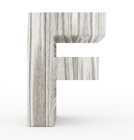 letter F 3d wooden isolated on white - 3d renderingの写真素材