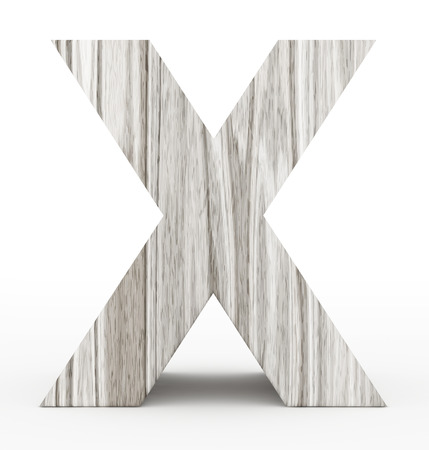letter X 3d wooden isolated on white - 3d renderingの写真素材