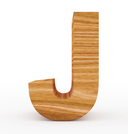 letter J 3d wooden isolated on white - 3d renderingの写真素材