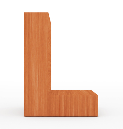 letter L 3d wooden isolated on white - 3d renderingの写真素材