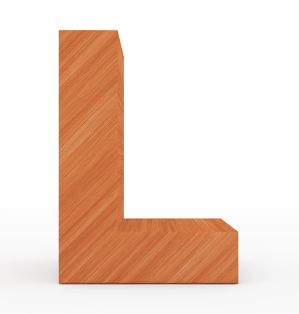 letter L 3d wooden isolated on white - 3d renderingの写真素材