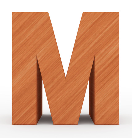 letter M 3d wooden isolated on white - 3d renderingの写真素材