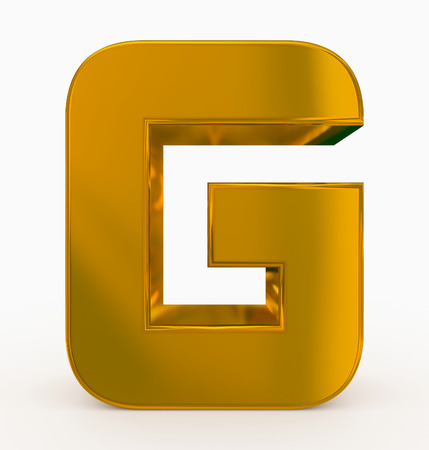letter G 3d cubic rounded golden isolated on white - 3d renderingの写真素材
