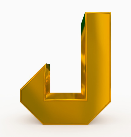 letter J 3d cubic golden isolated on white - 3d renderingの写真素材