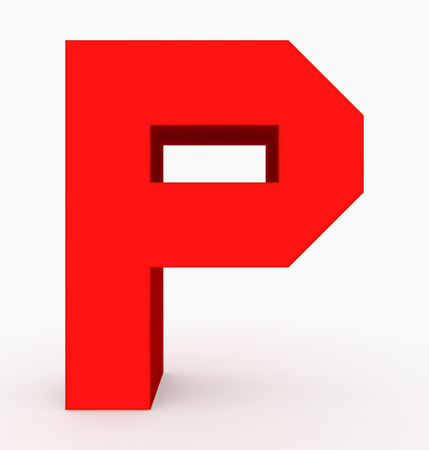 letter P 3d cubic red isolated on white - 3d renderingの写真素材